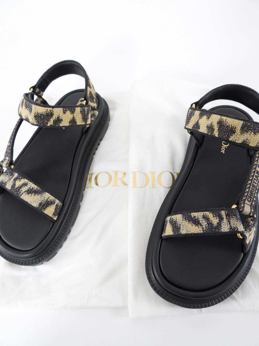 Dior D-Wave Leopard Canvas Sandal - 39