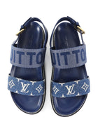 Louis Vuitton Blue Denim LV Monogram Paseo Flat Sandal - 38 (fits 7.5)