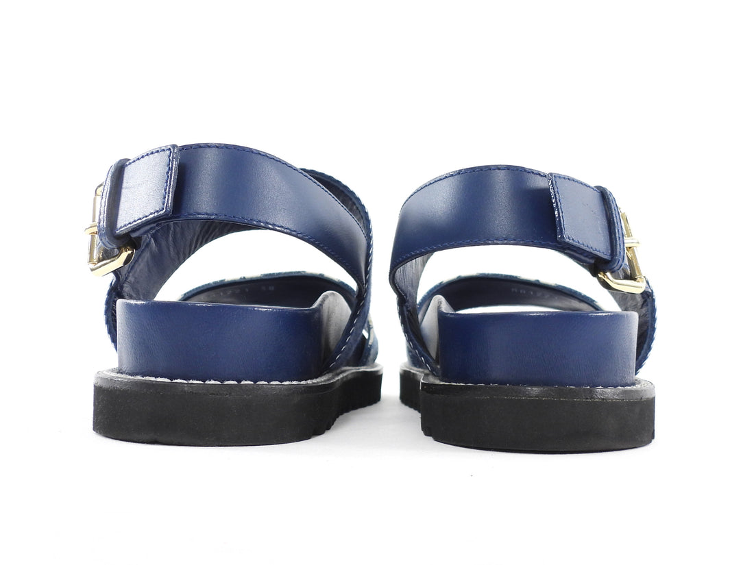 Louis Vuitton Blue Denim LV Monogram Paseo Flat Sandal - 38 (fits 7.5)
