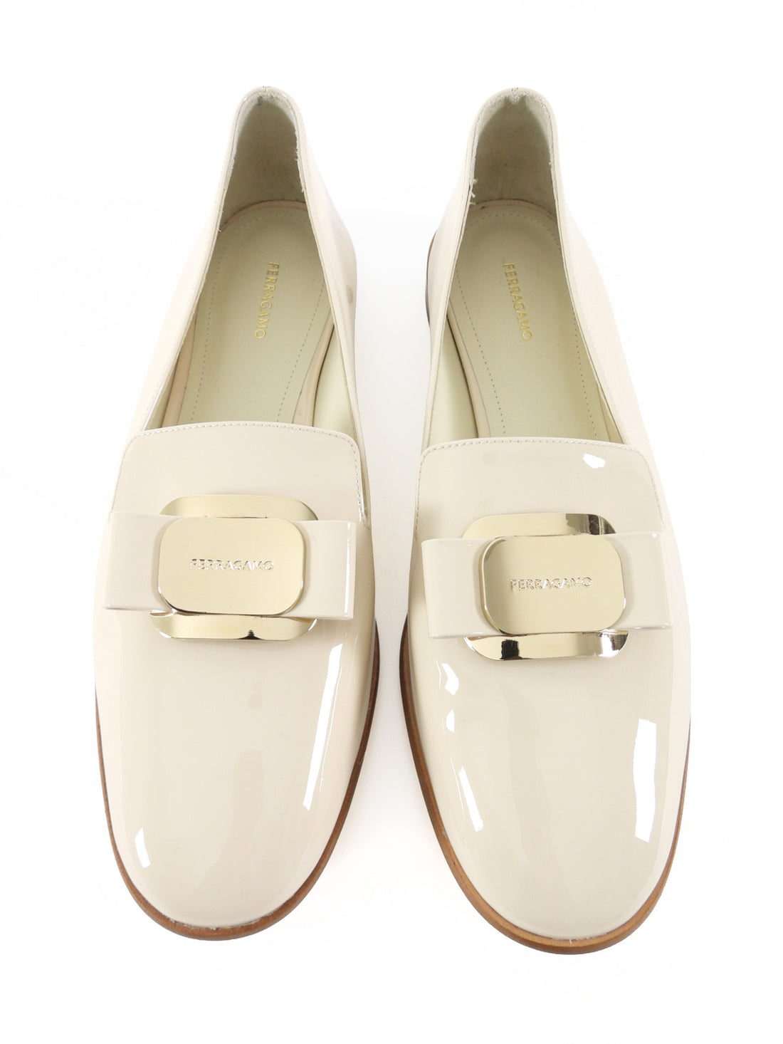 Ferragamo New Vera Patent Leather Loafer Beige - 9.5