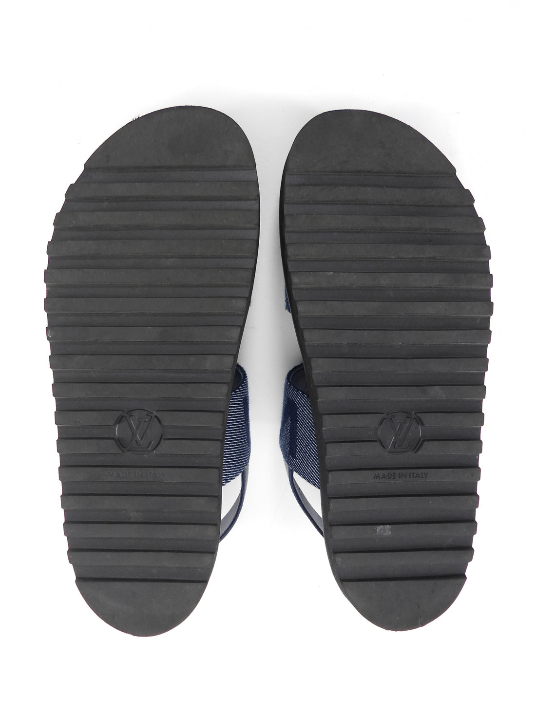 Louis Vuitton Blue Denim LV Monogram Paseo Flat Sandal - 38 (fits 7.5)