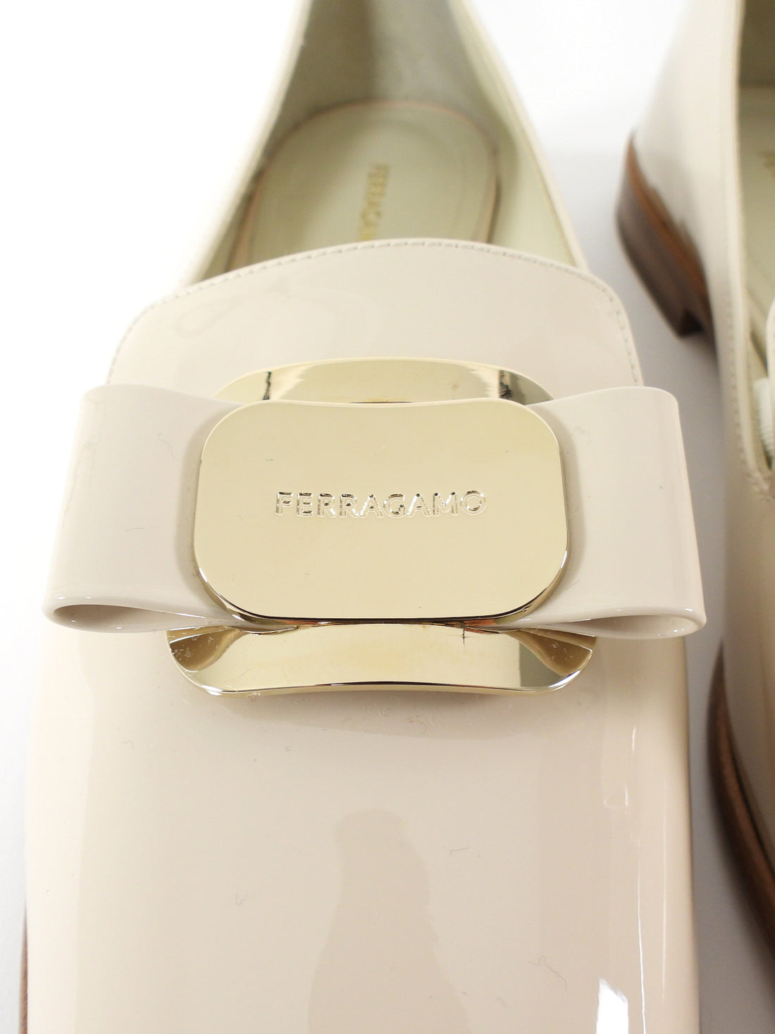 Ferragamo New Vera Patent Leather Loafer Beige - 9.5