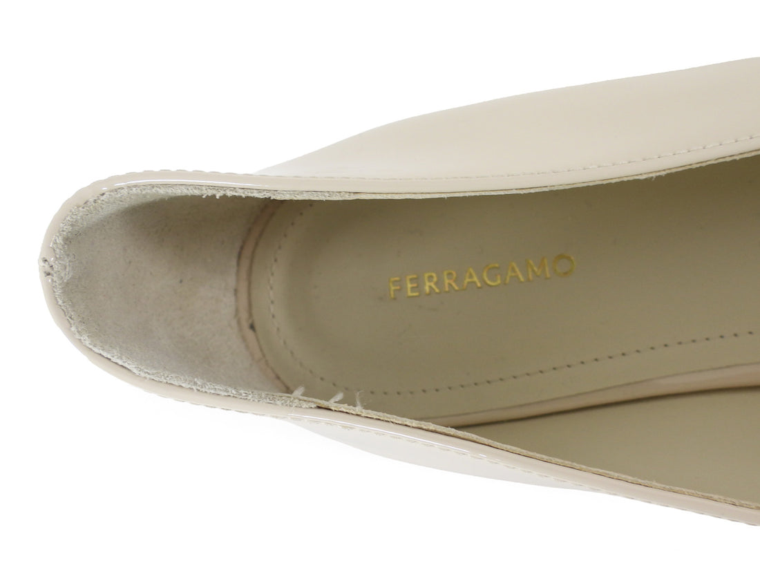 Ferragamo New Vera Patent Leather Loafer Beige - 9.5