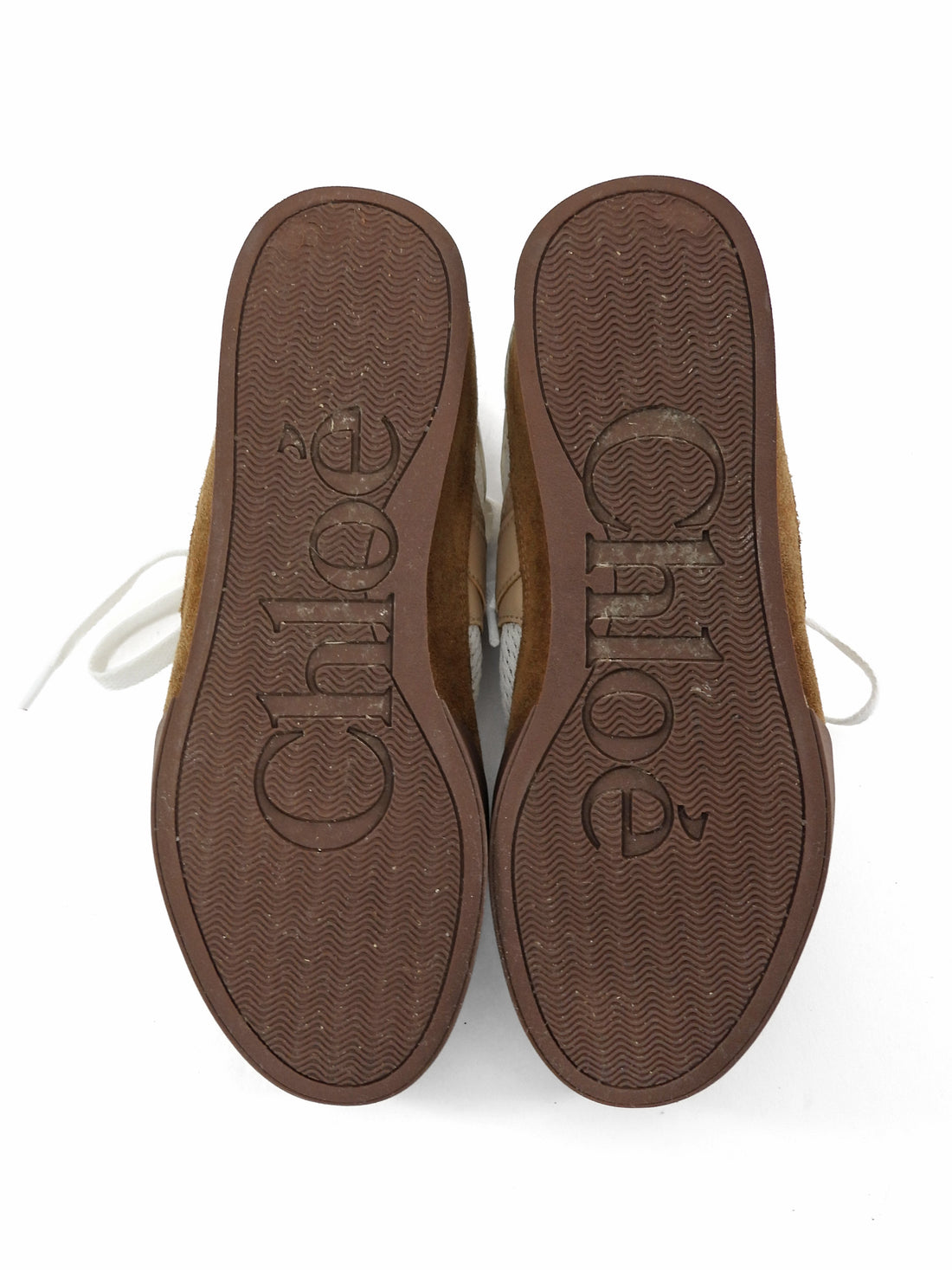 Chloe White Brown Mesh Suede Combo Low Top Kick Sneakers - 37