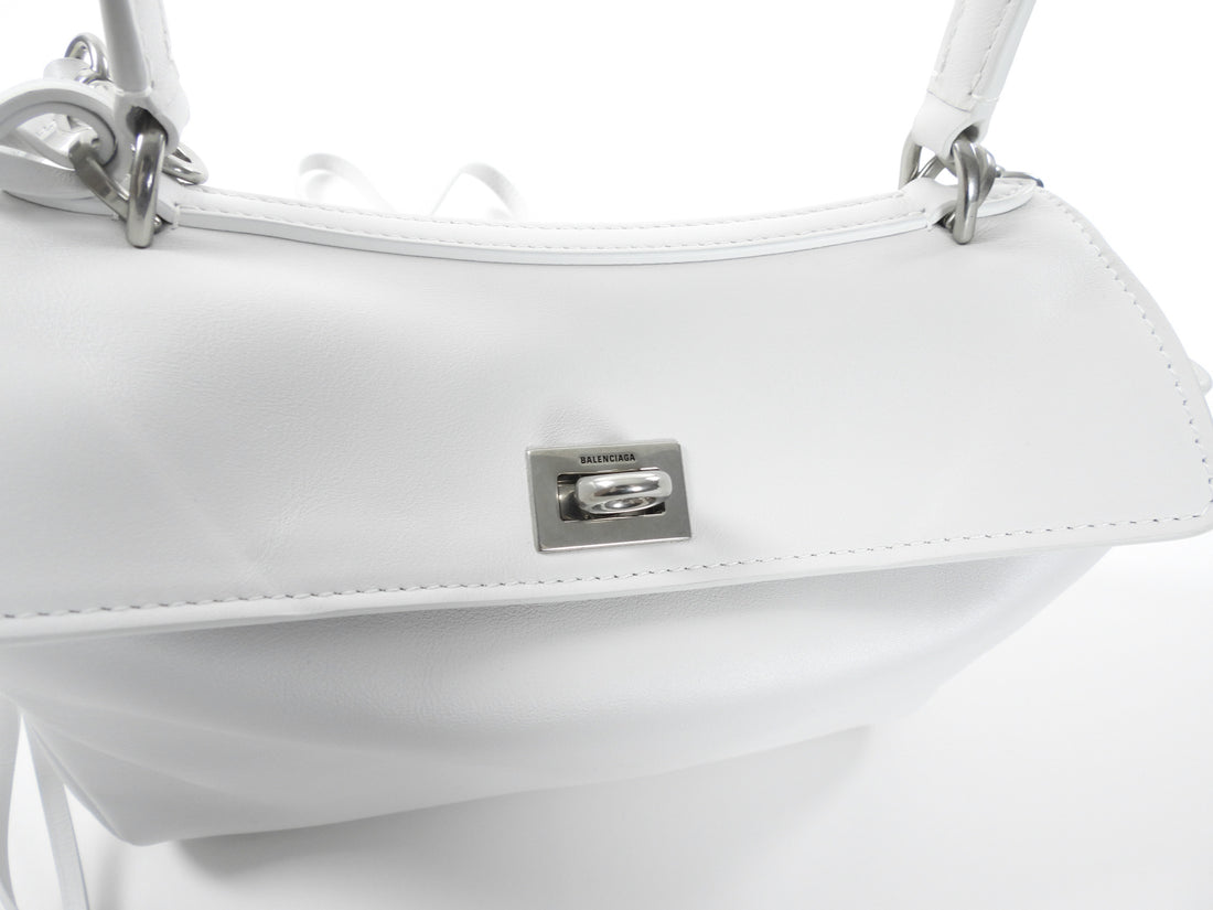 Balenciaga White Leather Mini Rodeo Two Way Top Handle Bag