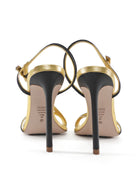 Schutz Black Gold Metallic Trim 100mm Strappy High Heel Sandals - 7.5