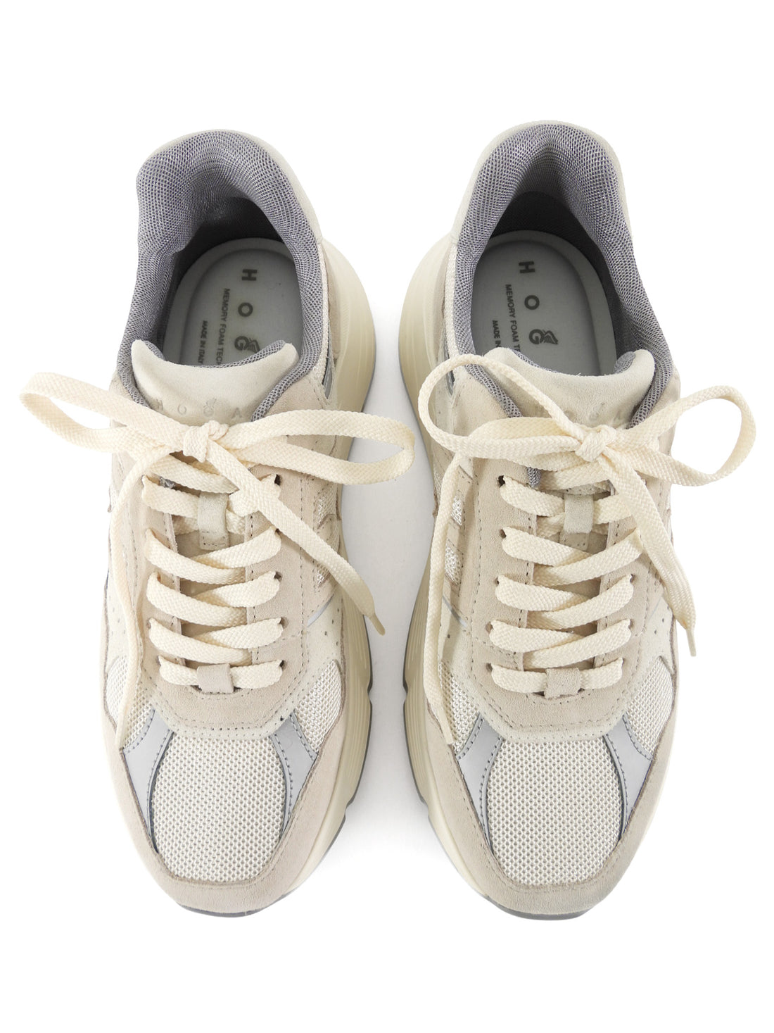 Hogan Hi-Fi Beige and Grey Suede & Mesh Sneaker - 36.5