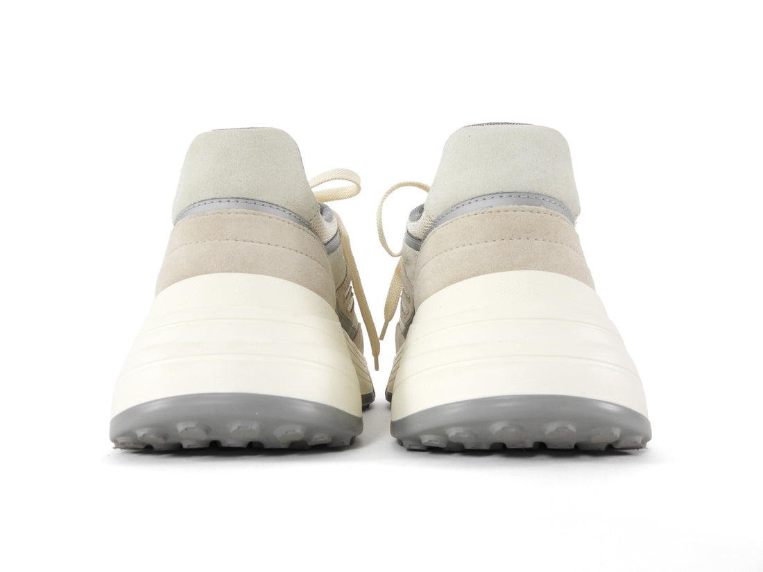 Hogan Hi-Fi Beige and Grey Suede & Mesh Sneaker - 36.5