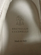 Brunello Cucinelli Ecru & White Nylon and Suede Slip on Sneakers with Monili Detail - 40