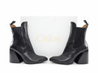 Chloe Black Leather Block Heel Wave Chelsea Boots - 37