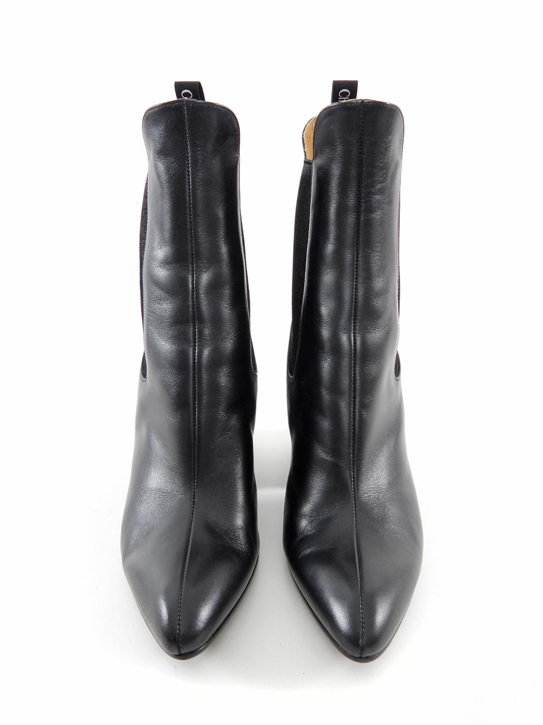 Chloe Black Leather Block Heel Wave Chelsea Boots - 37