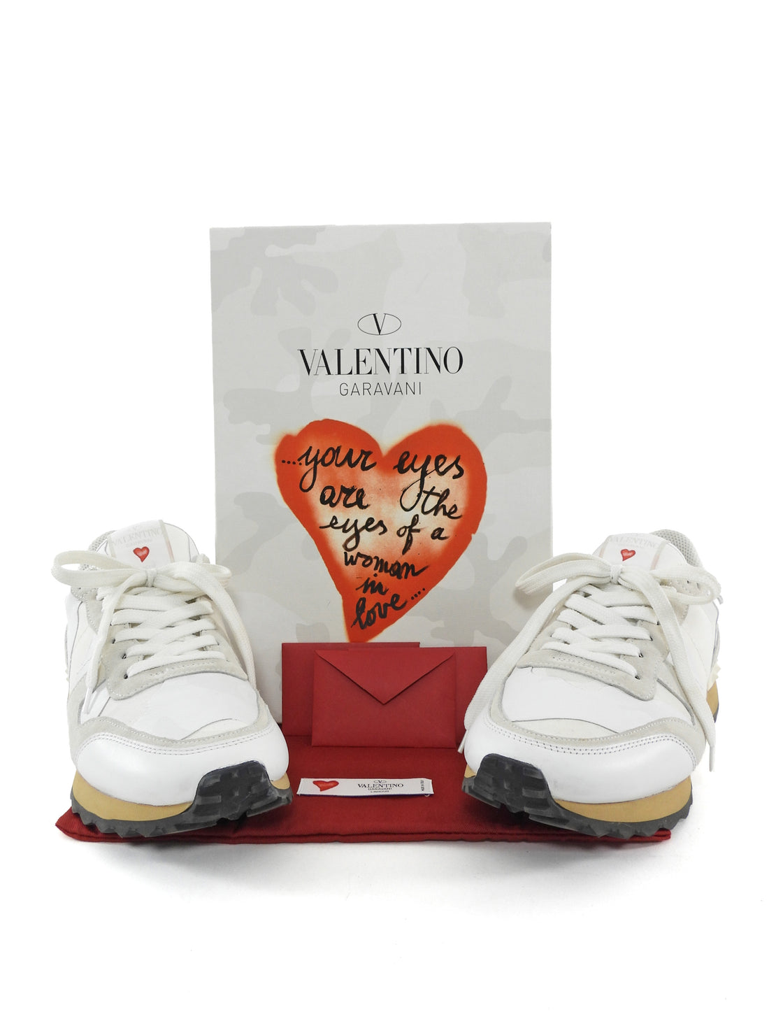 Valentino White Leather and Suede Rockstud Rockrunner Sneakers - 40