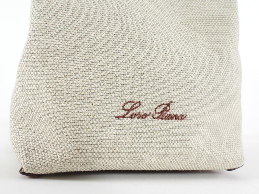 Loro Piana Micro Bale Canvas Toile and Leather Two Way Tote Bag