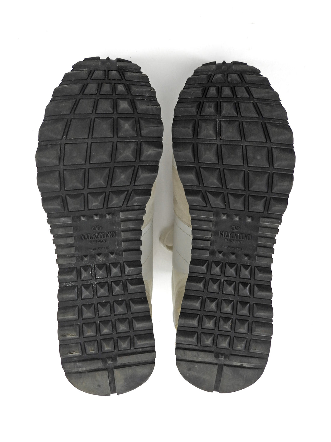 Valentino White Leather and Suede Rockstud Rockrunner Sneakers - 40