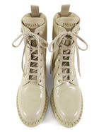 Prada Brushed Leather and Re-Nylon Ankle Boot Desert Beige - 39