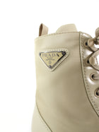 Prada Brushed Leather and Re-Nylon Ankle Boot Desert Beige - 39