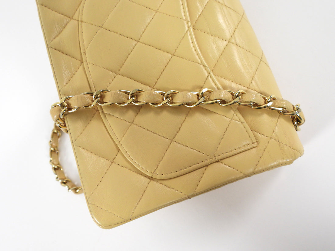 Chanel Vintage 2004 Beige Mini Square Classic Flap Bag GHW