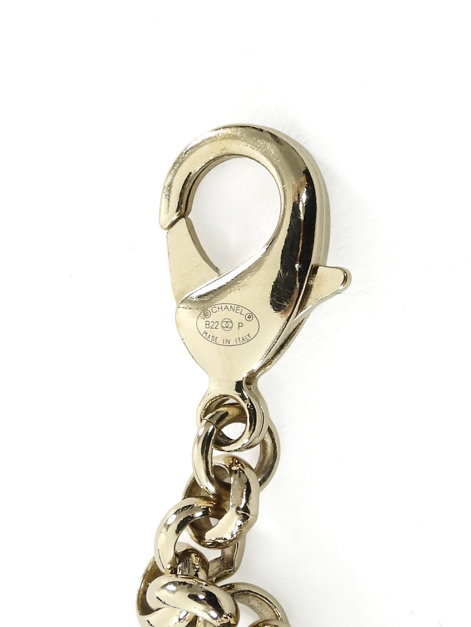 Chanel Light Gold Tone B22 P Chain Belt with CC Dangling Heart
