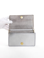 Christian Dior Metallic Silver Calfskin J'ADIOR Leather Wallet on Chain
