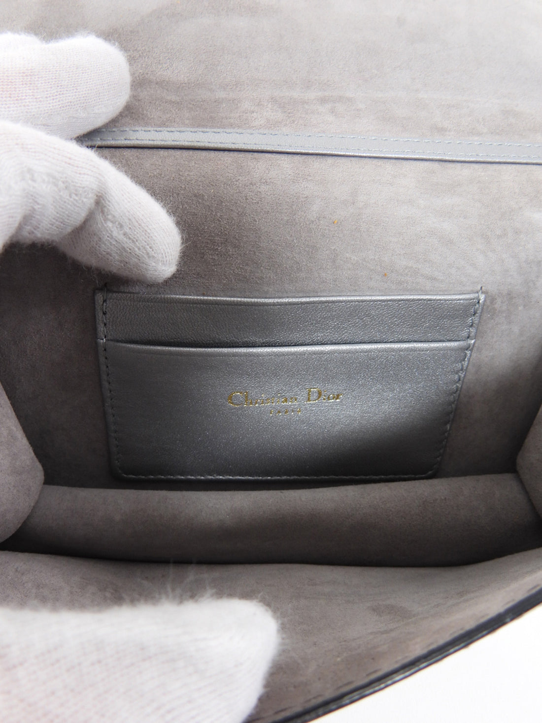 Christian Dior Metallic Silver Calfskin J'ADIOR Leather Wallet on Chain