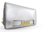 Christian Dior Metallic Silver Calfskin J'ADIOR Leather Wallet on Chain