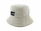 Miu Miu Navy Beige Stripe Canvas Reversible Logo Bucket Hat - M