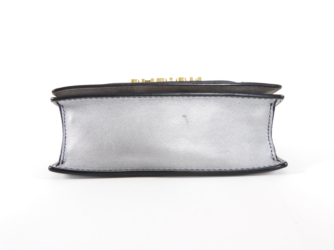 Christian Dior Metallic Silver Calfskin J'ADIOR Leather Wallet on Chain