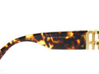 Miu Miu Brown Honey Havana Acetate Square Goldtone Logo Temple Sunglasses 10WS