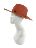 Ruslan Baginskiy Rust Orange Woven Straw Fedora Hat - M