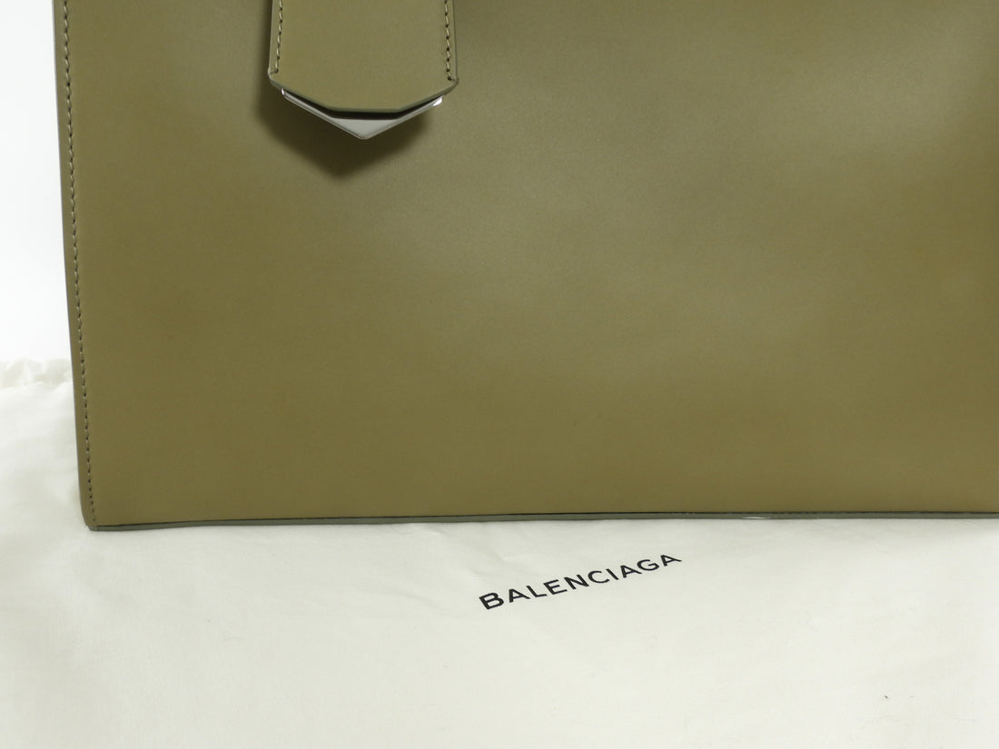 Balenciaga Khaki Leather Le Dix Two Way Handbag
