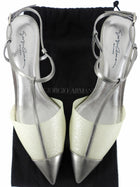 Giorgio Armani T-Strap Kitten Heels Silver - 40