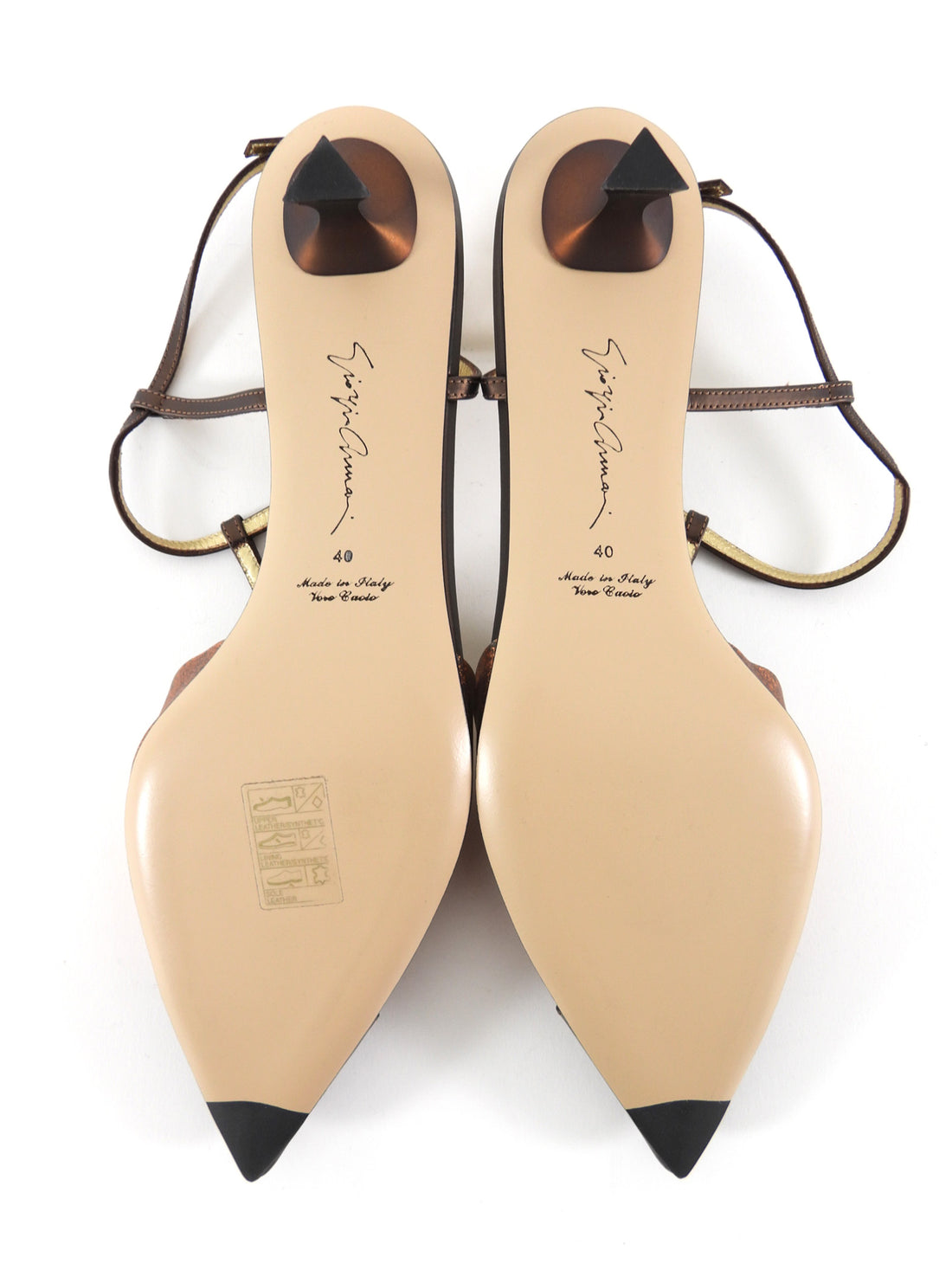 Giorgio Armani T-Strap Kitten Heels Bronze - 40