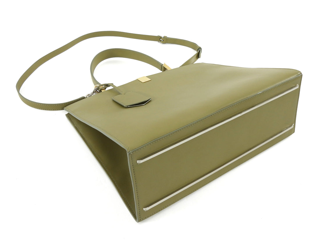 Balenciaga Khaki Leather Le Dix Two Way Handbag