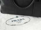 Prada Black Saffiano Leather Triangle Logo Briefcase