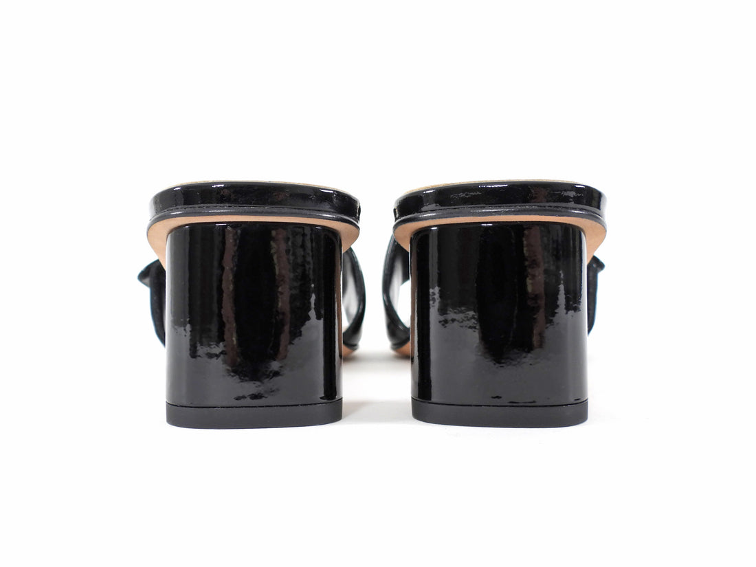 Dior C'est Dior Heeled Patent Leather Slides Black With Gold Hardware - 39