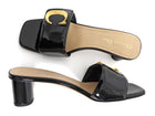 Dior C'est Dior Heeled Patent Leather Slides Black With Gold Hardware - 39