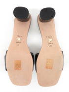 Dior C'est Dior Heeled Patent Leather Slides Black With Gold Hardware - 39