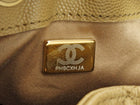 Chanel Beige 25 Matte Gold Drawstring Quilted Caviar Leather Chain Hobo Bag