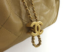 Chanel Beige 25 Matte Gold Drawstring Quilted Caviar Leather Chain Hobo Bag