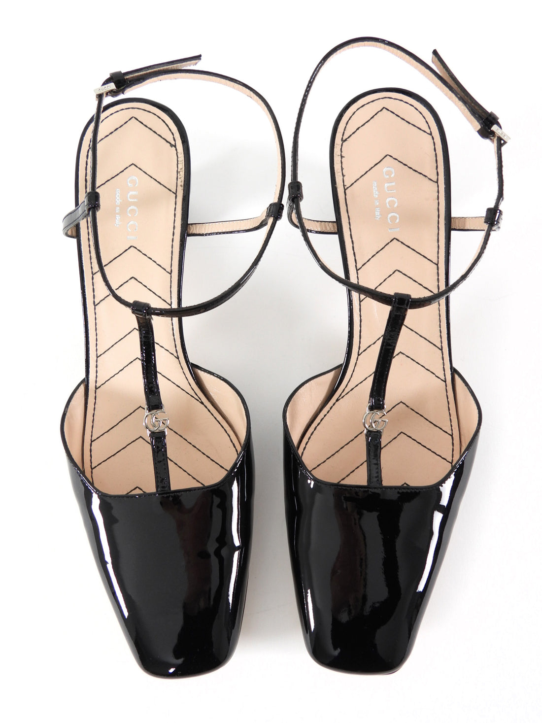 Gucci Double G T-Bar Patent Leather Pumps Black - 40