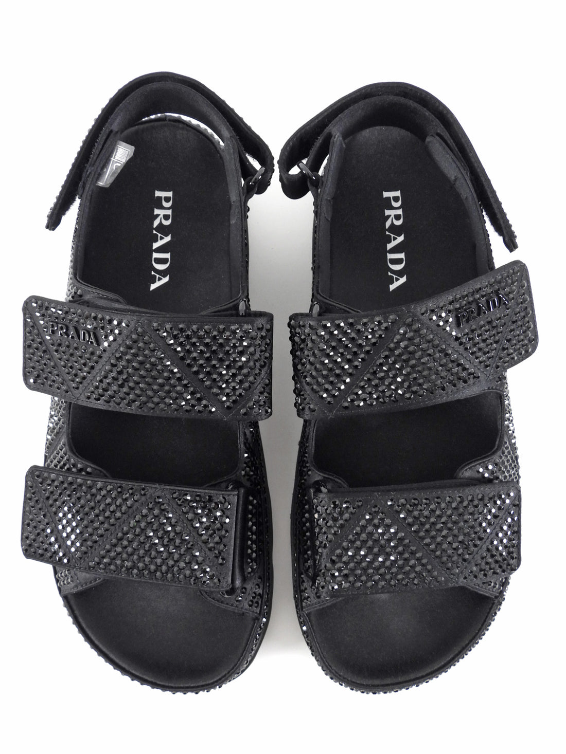 Prada Re-Nylon Crystal Strass Dad Sandals Black - 38.5