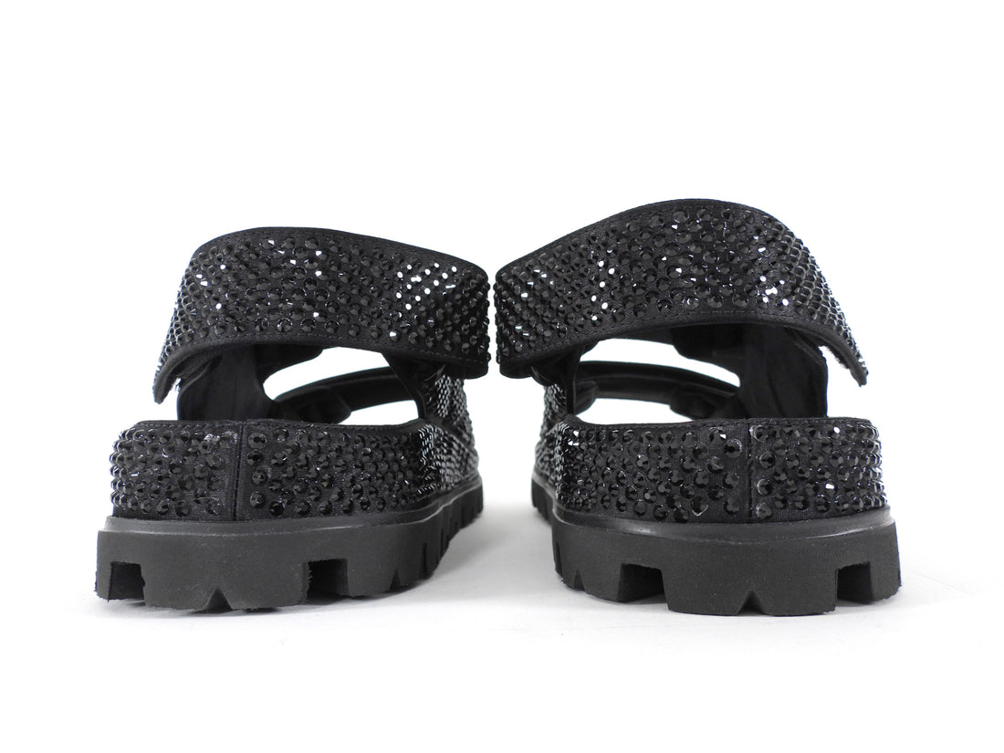 Prada Re-Nylon Crystal Strass Dad Sandals Black - 38.5