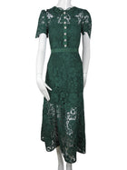 Self Portrait Green Cord Lace Button Down Midi Dress NWT - 2