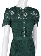 Self Portrait Green Cord Lace Button Down Midi Dress NWT - 2