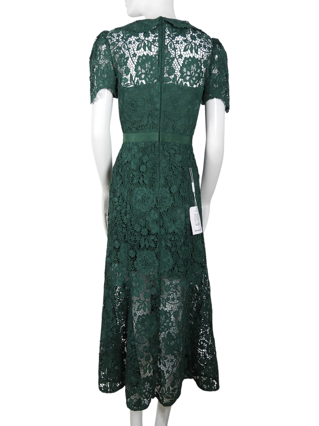 Self Portrait Green Cord Lace Button Down Midi Dress NWT - 2