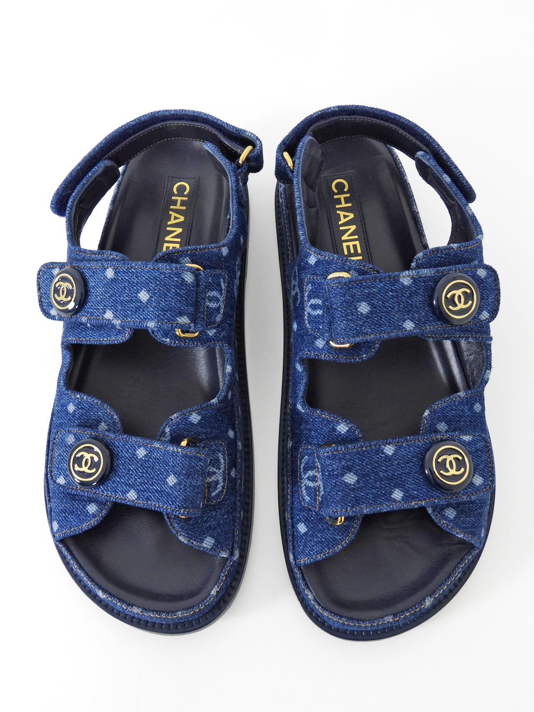 Chanel Blue Denim CC Dad Sandal - 39