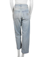 Miu Miu Button Fly Light Wash Logo Denim Jeans - 25