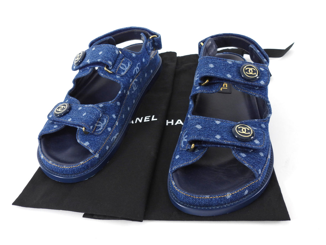 Chanel Blue Denim CC Dad Sandal - 39