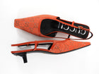 Gucci Crystal Studded Sling Back Kitten Heels Orange - 40