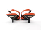 Gucci Crystal Studded Sling Back Kitten Heels Orange - 40
